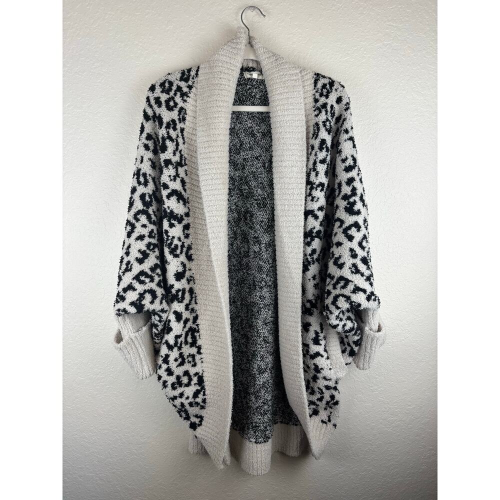 Sweet Lovely By Jen Long Cardigan Black and White Animal Print 2XL